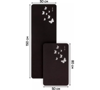 Коврик на кухню (набор) ComeForte «ВЕЛЮР» Бабочки 50х80, 50х150 см Черный 10шт/уп