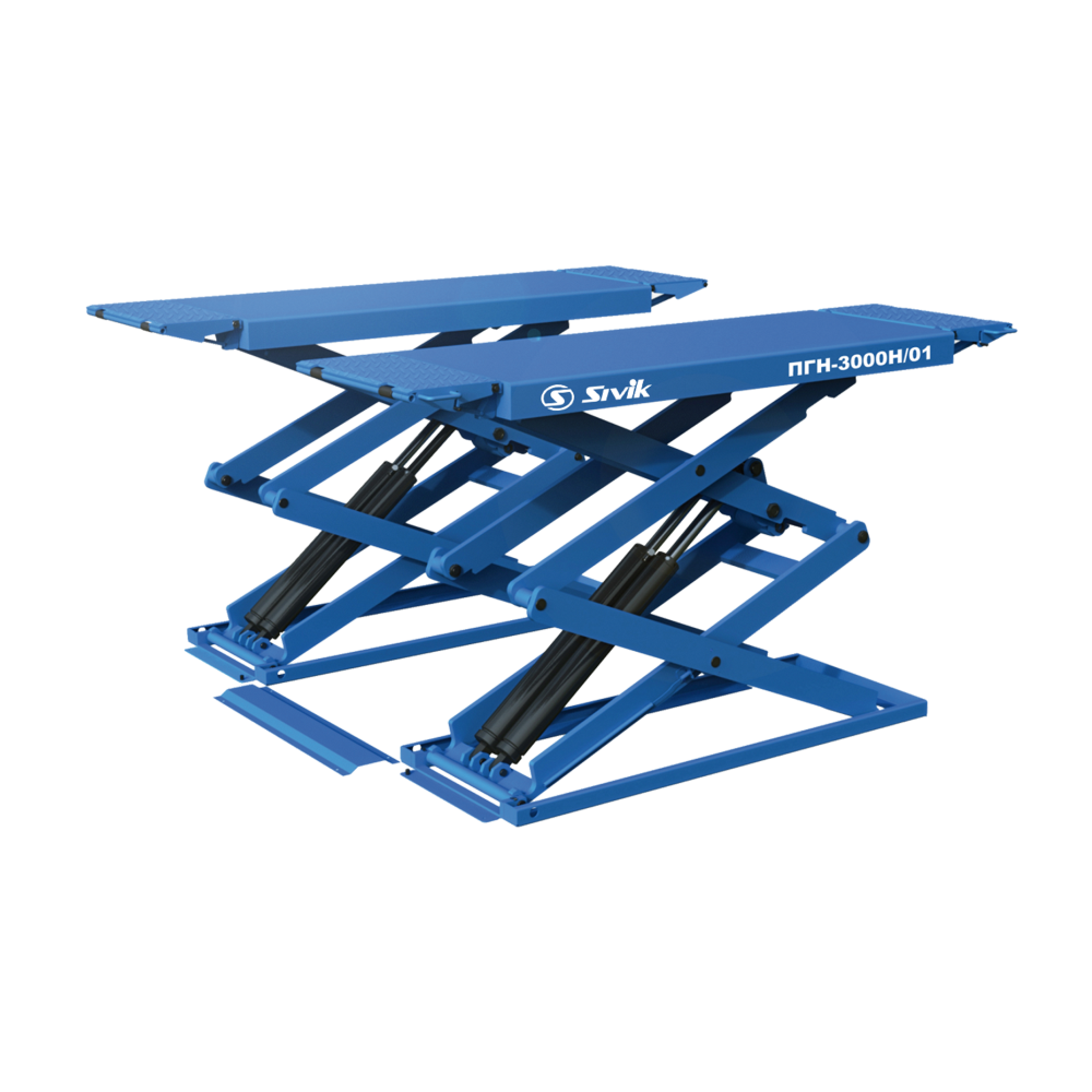 Ножничный электрогидравлический напольный подъемник ПГН-3000/Н-01 Синий RAL5017