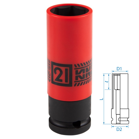 494521M KING TONY Головка ударная в ПЛАСТИКЕ 1/2", 21мм